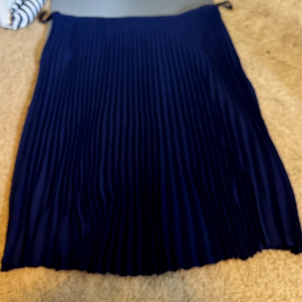 EUC Lauren Ralph Lauren Pleated Georgette Skirt size 14 in Navy